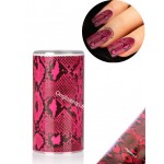 Foil nail art effet serpent noir et rose
