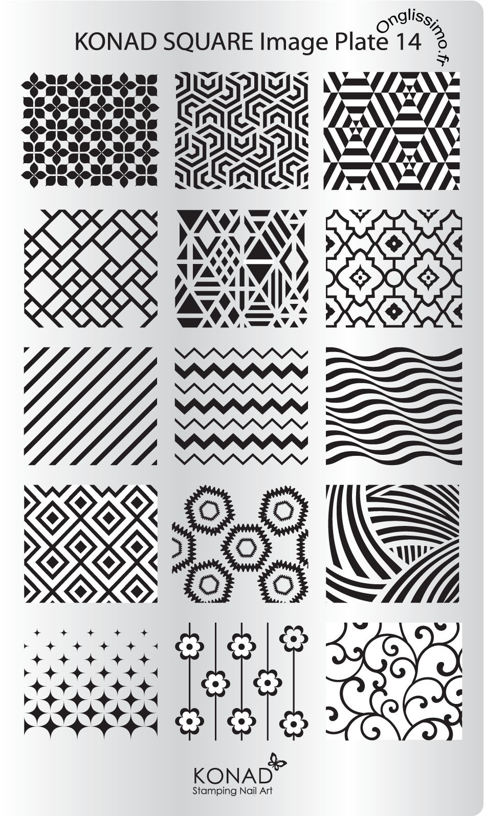 Stamping Plaque Konad Nail Art abstrait géo SQ14
