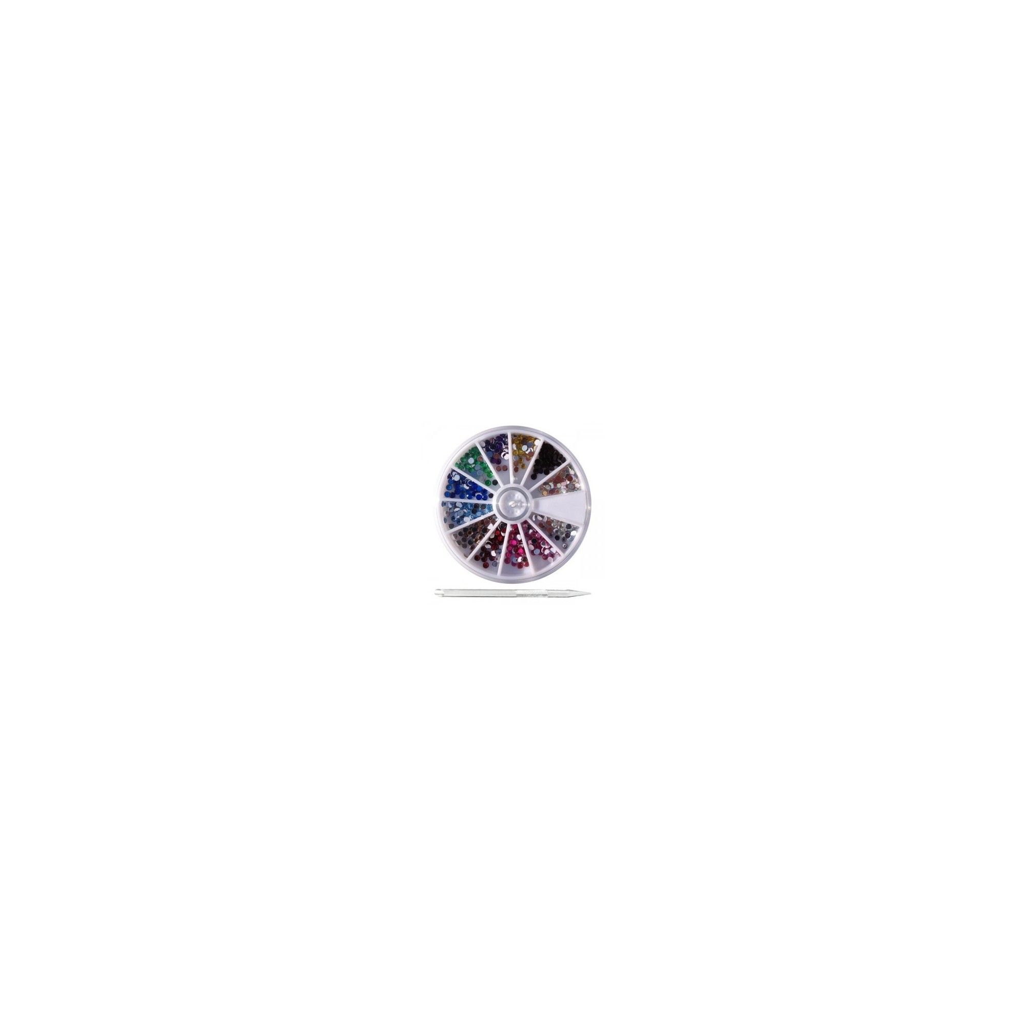 Strass taille 3mm Konad ronds 12 couleurs + stick