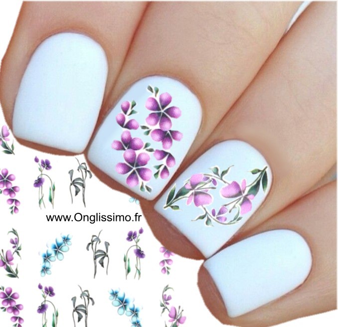 Water Decal pour ongles nail art fleurs
