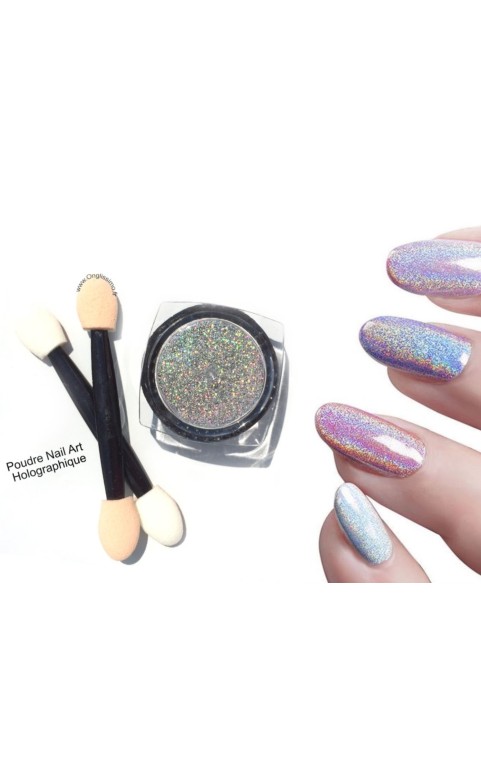 Poudre Miroir vernis ongle holographique