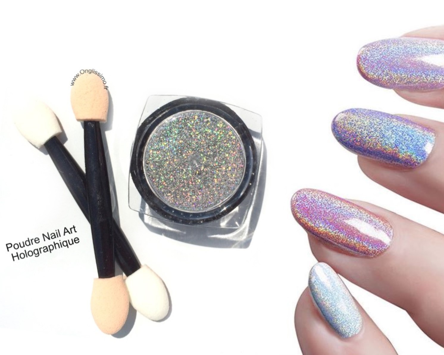 Poudre Miroir vernis ongle holographique