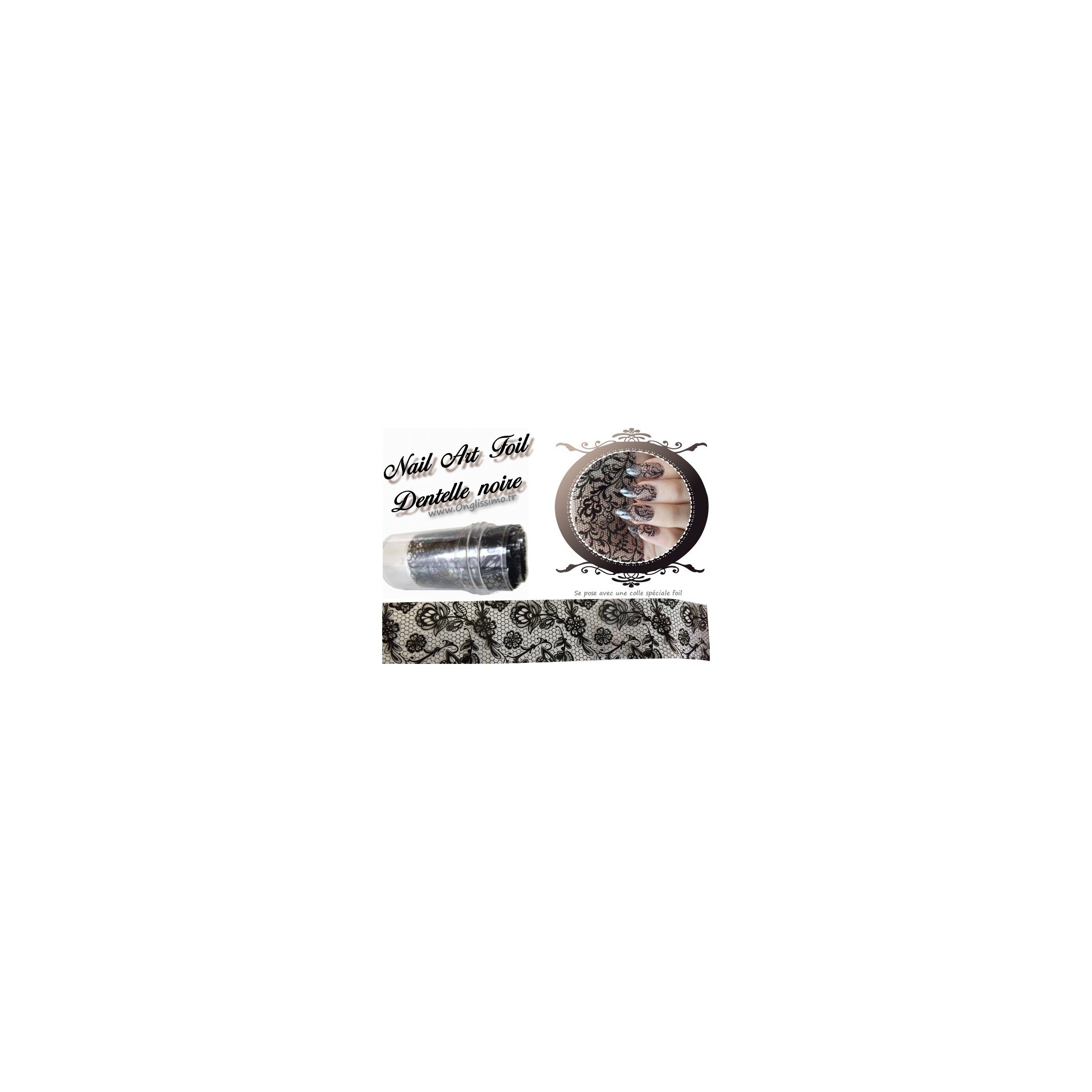 Foil Dentelle noire nail art Foil Dentelle noire nail art