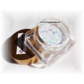 Poudre flakies scintillante 3 D blanche holo