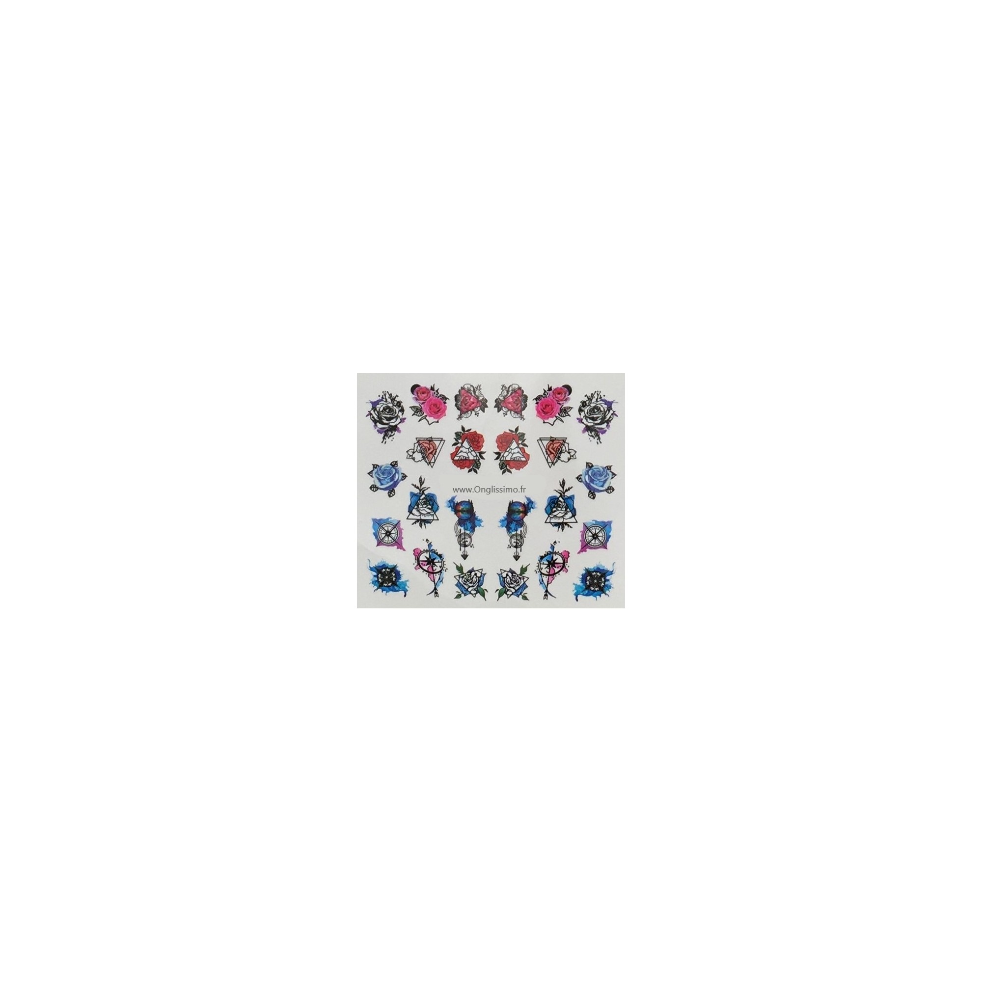 Water Decal Roses pink blue pour ongles Water Decal Roses pink blue pour ongles