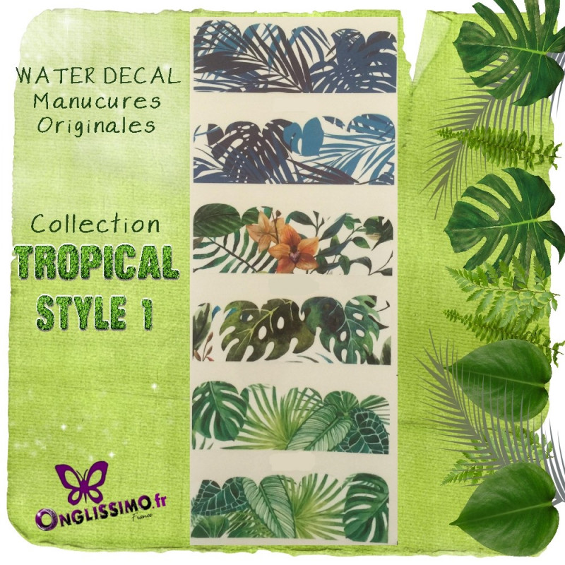 Water Decal tropical 1 pour ongles Water Decal tropical 1 pour ongles