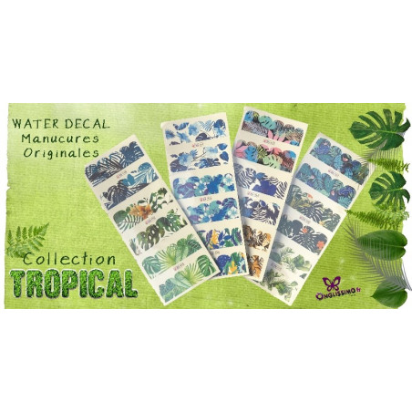 Water Decal 4 planches Tropical pour nail art