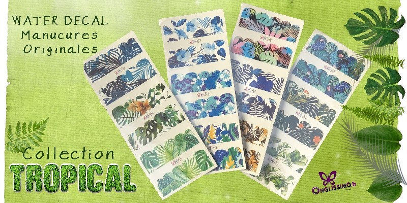 Water Decal 4 planches Tropical pour nail art
