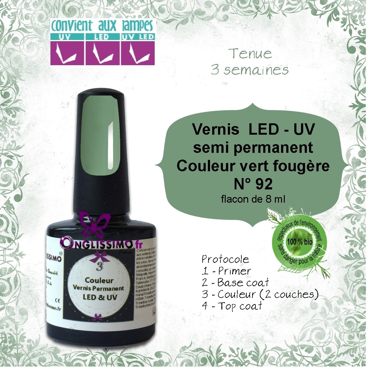 Vernis Permanent vert fougère UV-LED ref92