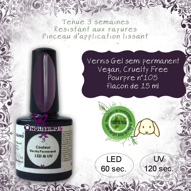 Vernis semi Permanent Vegan 105 Pourpre