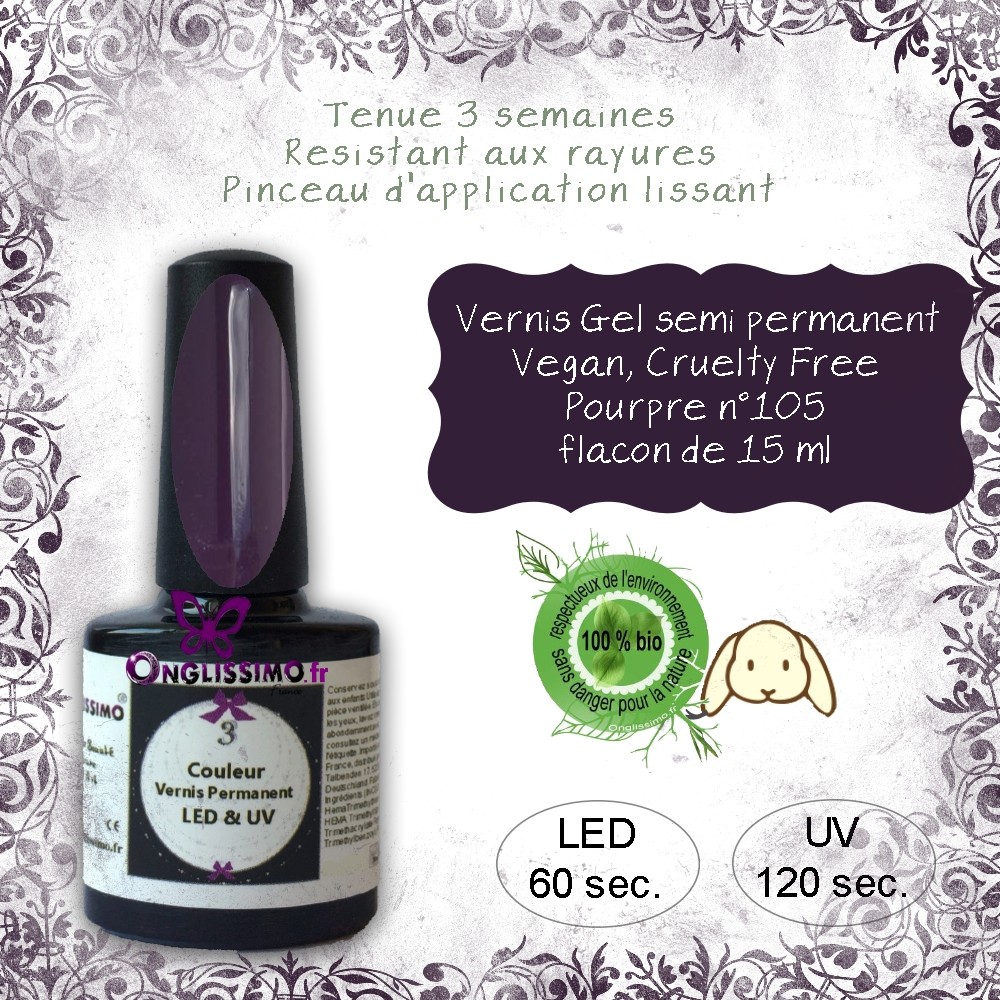 Vernis Polyshgel Onglissimo UV LED Pourpre n°105