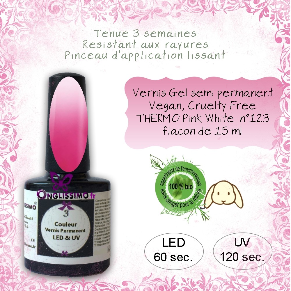 Vernis semi Permanent thermo white pink 123