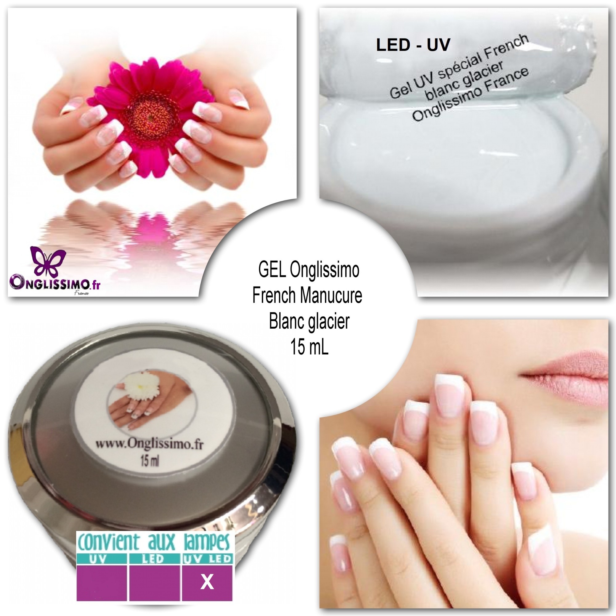 GEL UV LED Blanc glacier pour french 15ml GEL UV LED Blanc glacier pour french 15ml