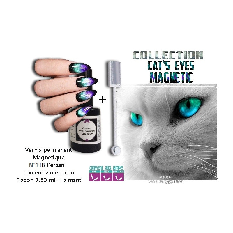 Vernis Permanent Cat eyes Persan violet/bleu+aimant