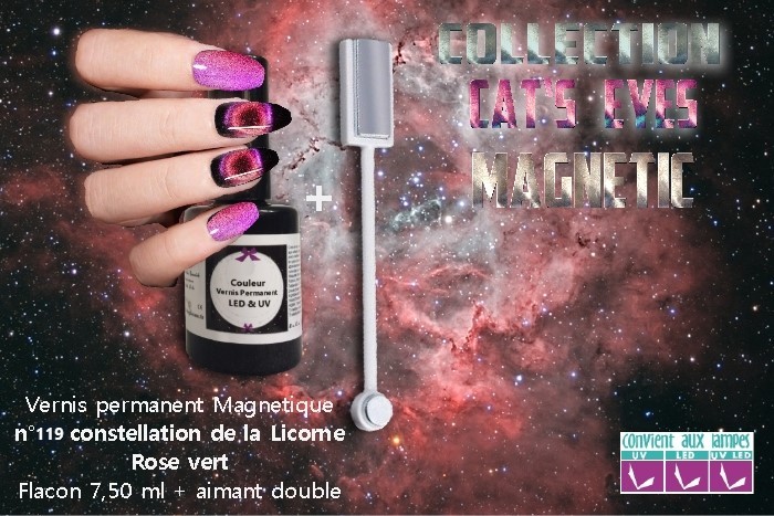 Vernis Permanent Cat eyes 119 Licorne rose/vert+aimant