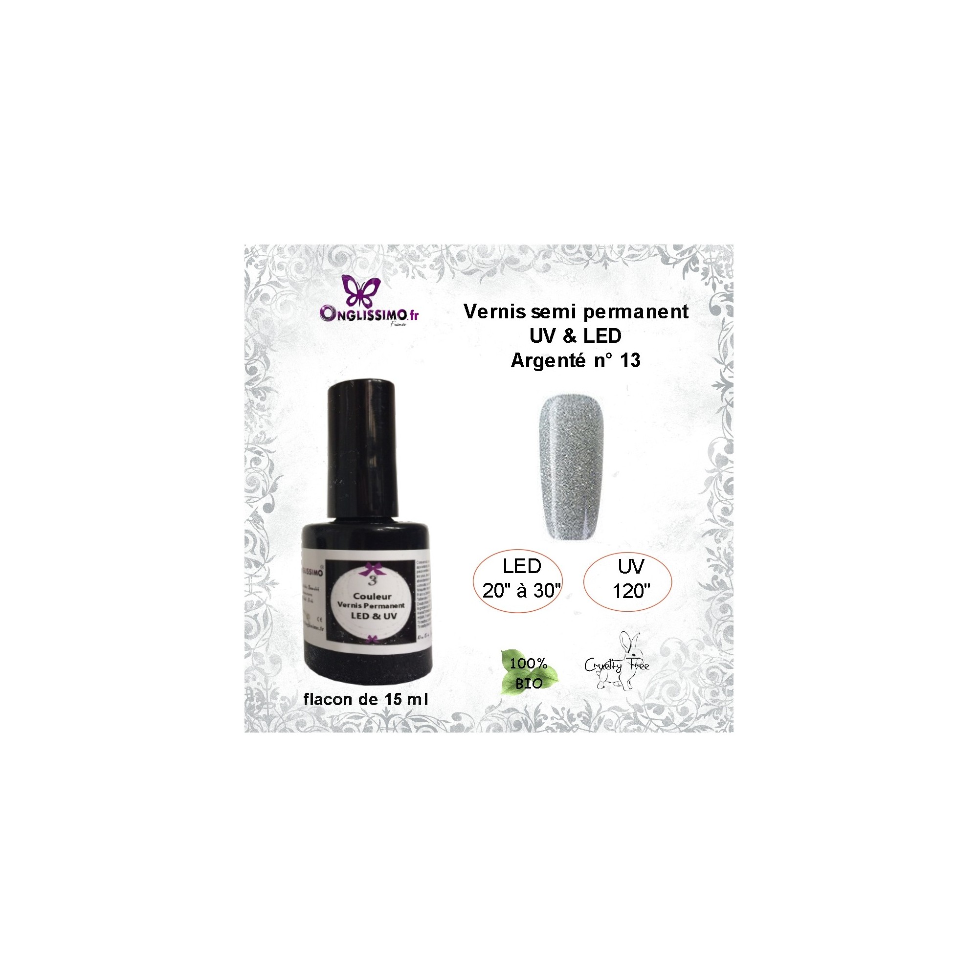 Vernis Semi Permanent 13 argenté LED & UV