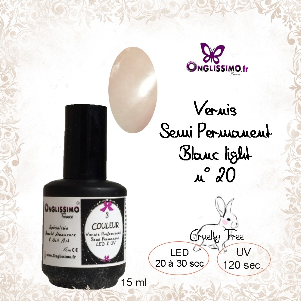 Vernis Semi Permanent 20 UV LED milky white 15ml