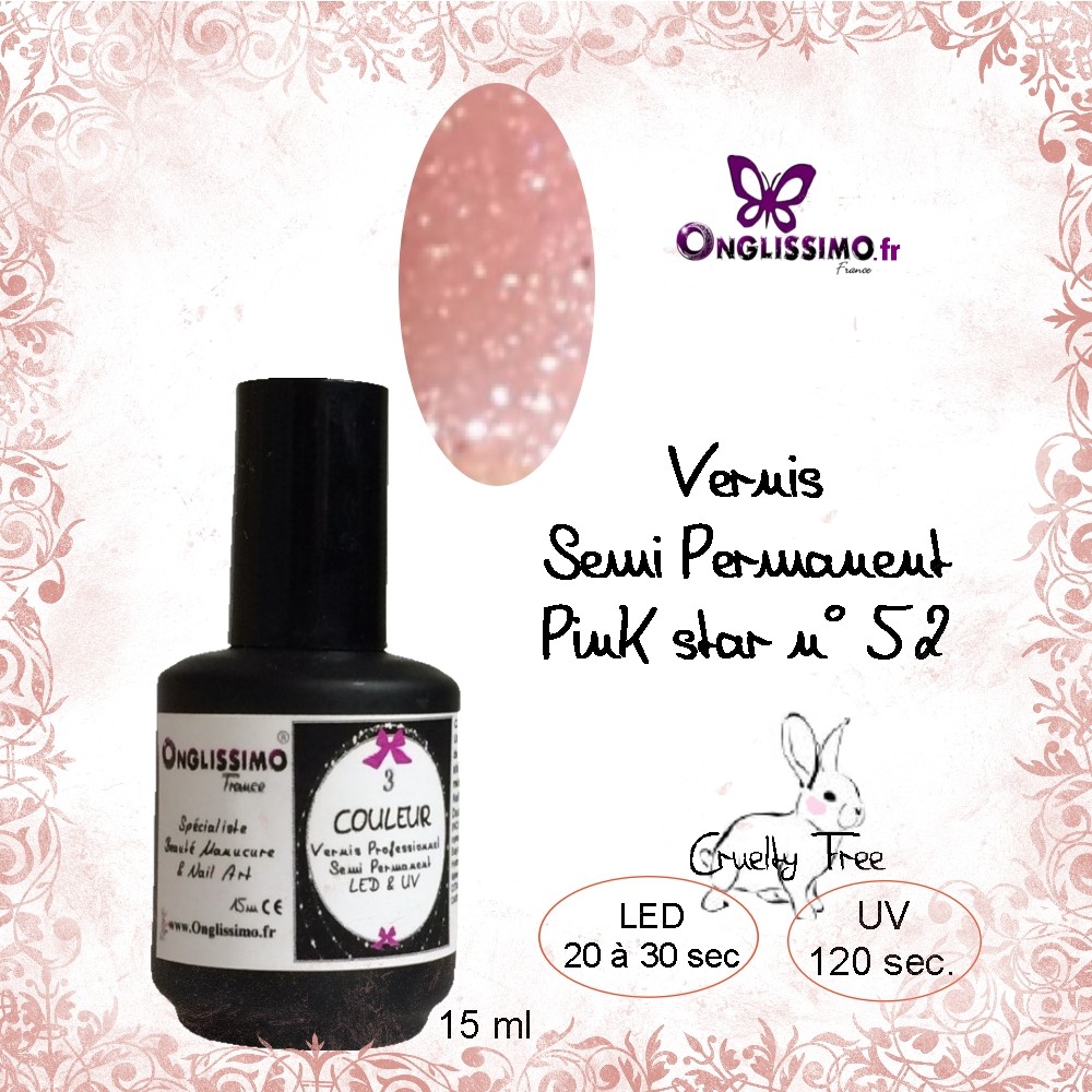Vernis permanent Onglissimo UV LED Pink Star 52