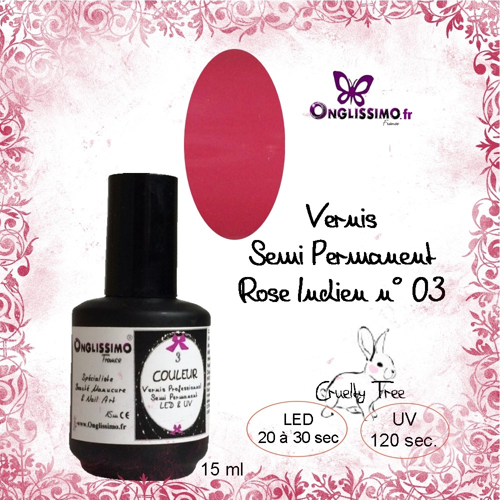 Vernis Semi Permanent Rose indien n°03 LED & UV