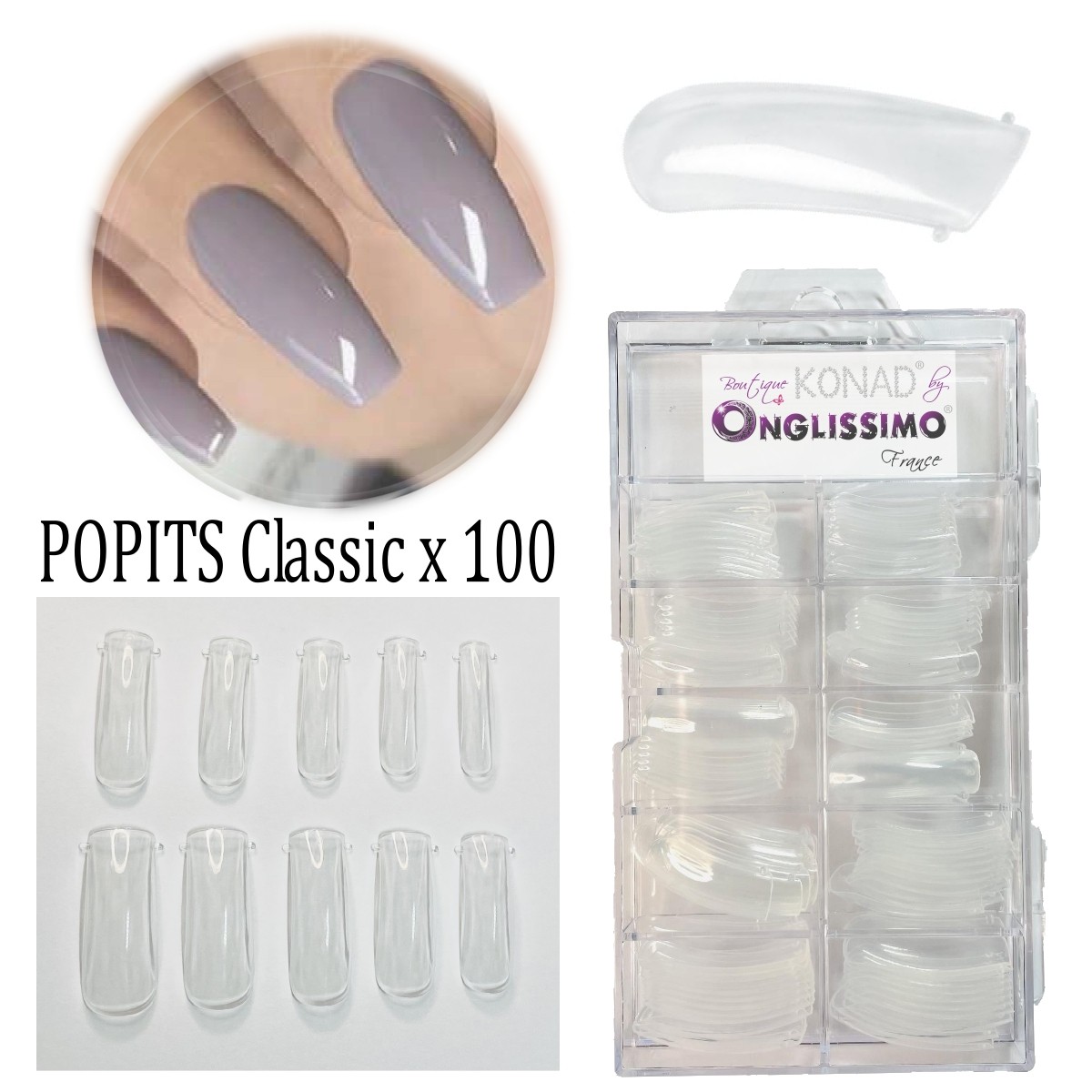 Popit réutilisable pour Acryl-gel 10 tailles x100