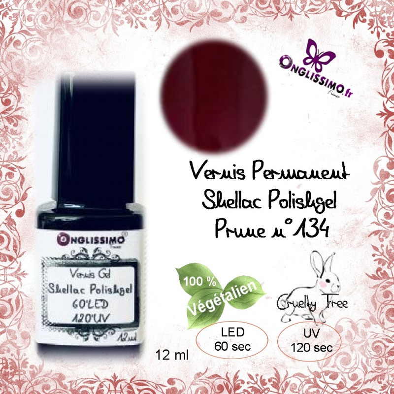 Vernis Permanent Shellac Polishgel 134 Prune 12ml