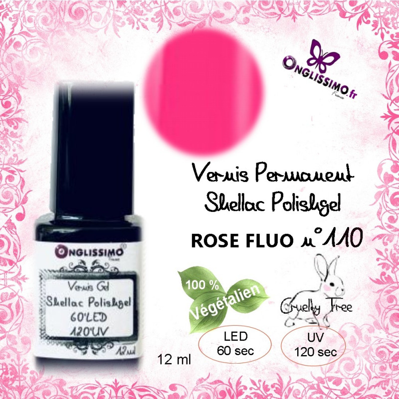 Vernis Permanent shellac polishgel 110 Rose fluo