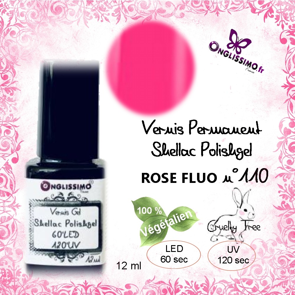 Vernis shellac polishgel Onglissimo Rose fluo 110