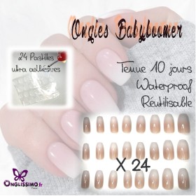 Faux ongles Babyboomer x24 Qualités + gel pad waterproof