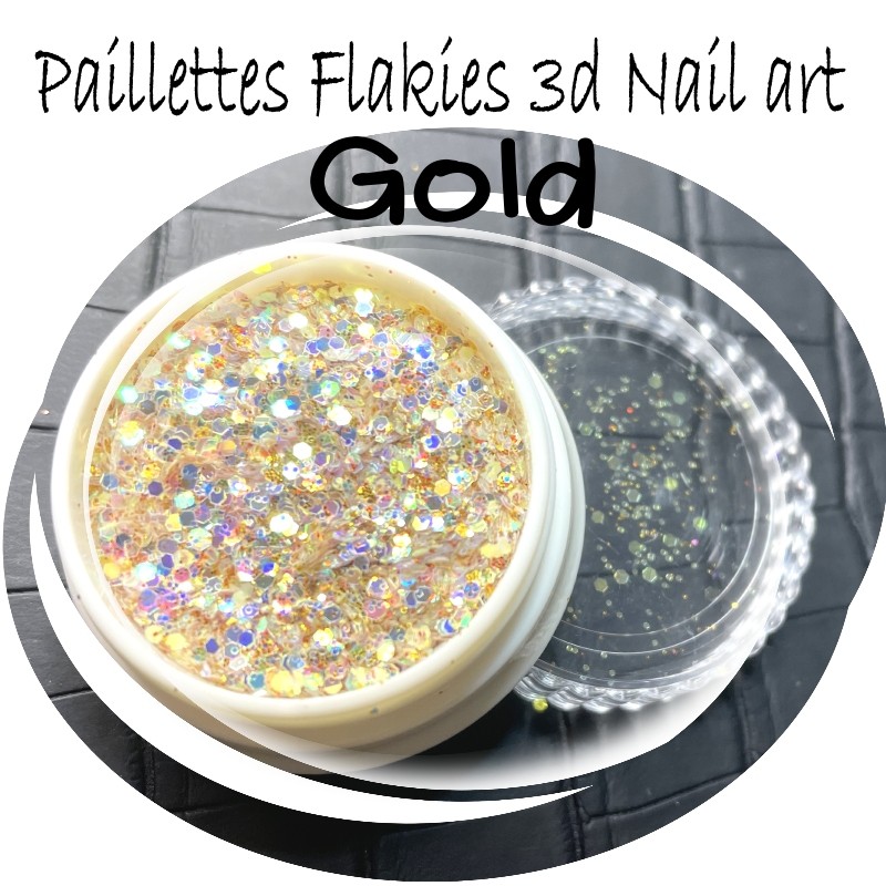 Paillettes flakies scintillantes 3d Nail art Gold
