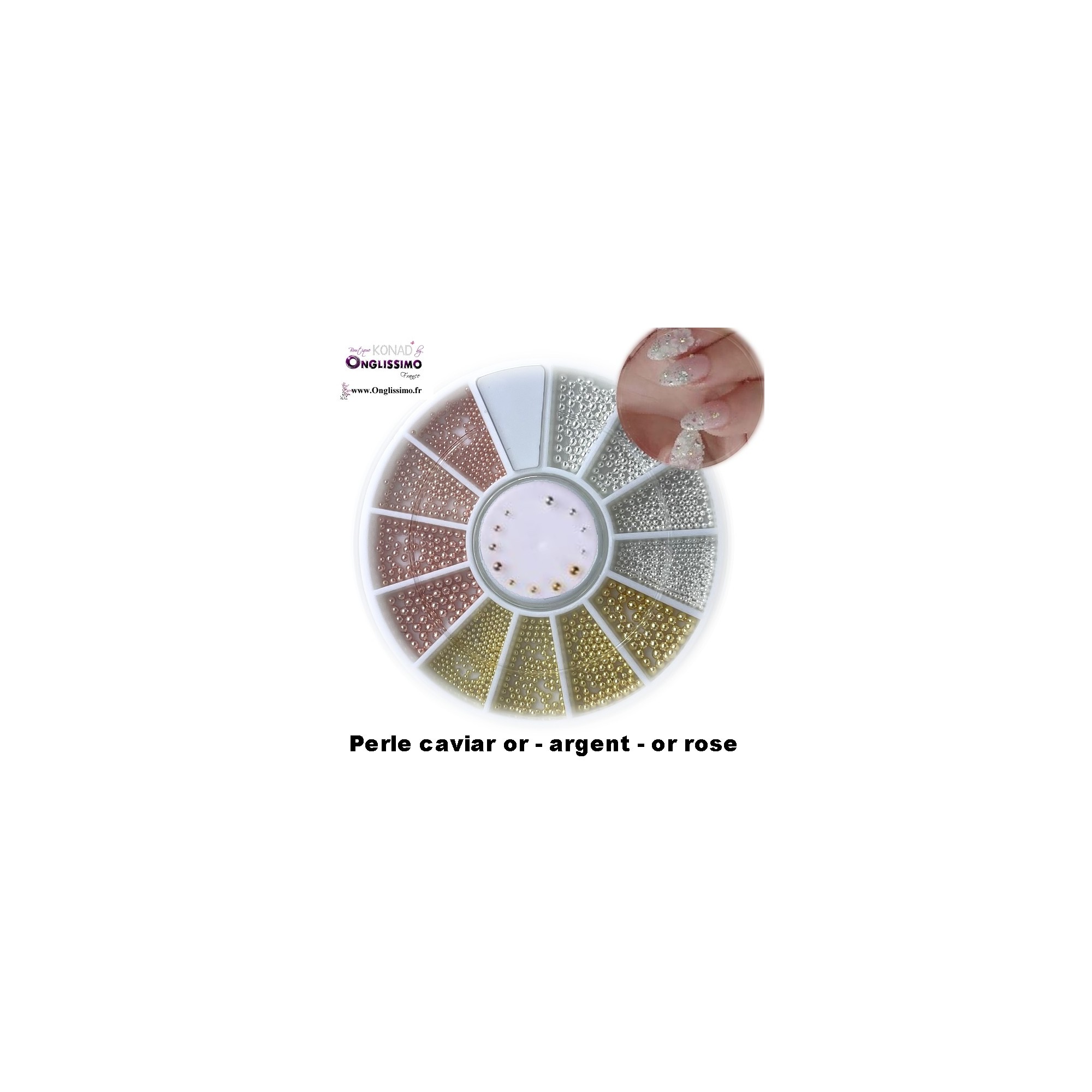 Perles caviars d'ongles 3D or argent or rose Perles caviars d'ongles 3D or argent or rose