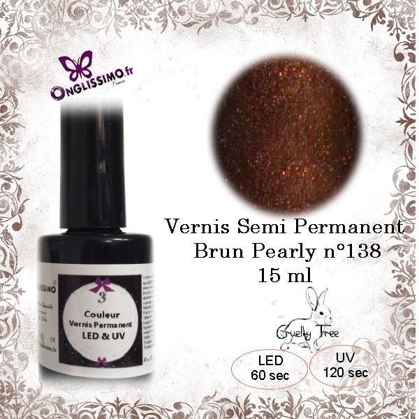 Vernis semi permanent Brun pearly UV/LED n°138