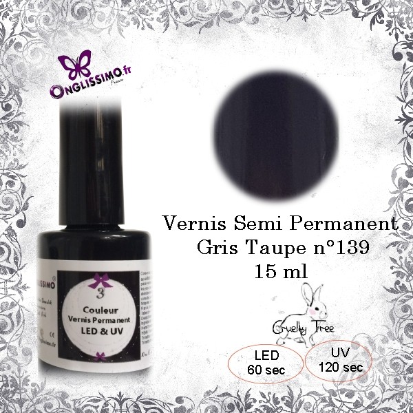Vernis semi Permanent UV LED Gris Taupe 139