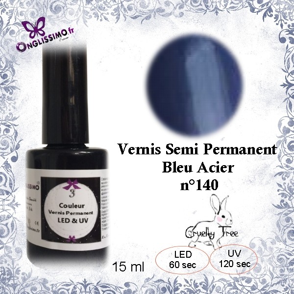 Vernis Semi Permanent UV LED Bleu acier 140