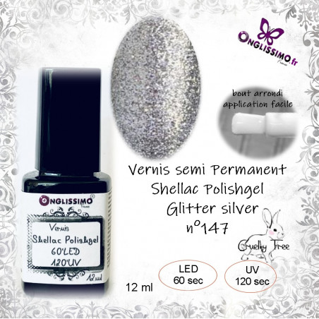 Vernis Permanent Shellac Polishgel 147 glitter silver