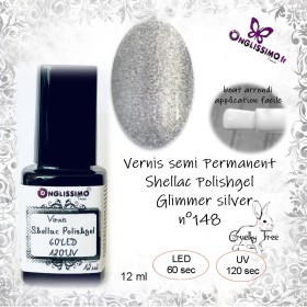 Vernis Permanent Shellac Polishgel 148 Glimmer silver