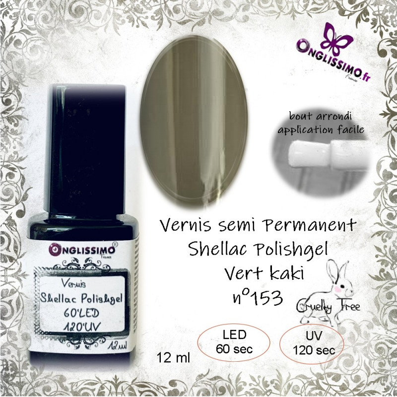 Vernis Permanent Shellac Polishgel 153 vert kaki