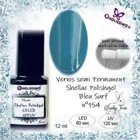 Vernis Permanent Shellac Polishgel 154 Bleu surf