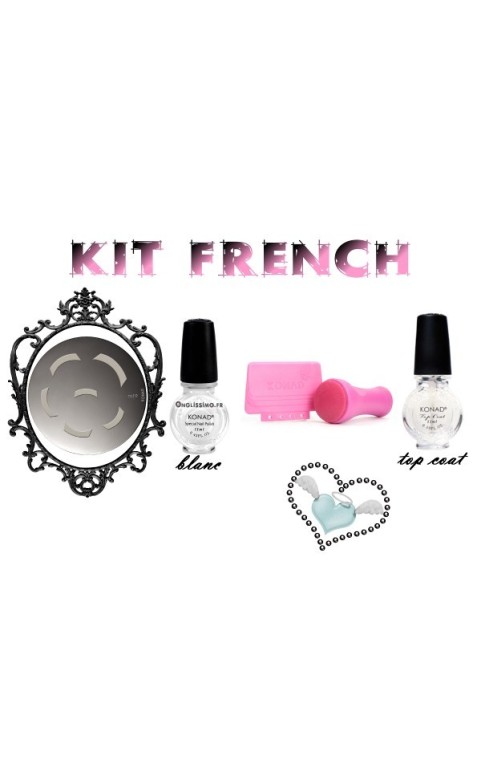 Stamping Konad French blanc-top coat-tampon raclette-M19