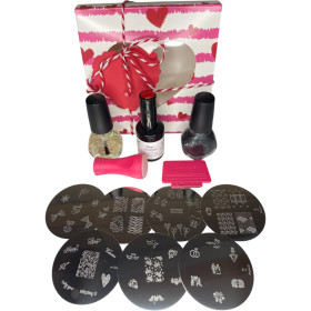 St Valentin Stamping nail art
