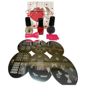 St Valentin Stamping nail art